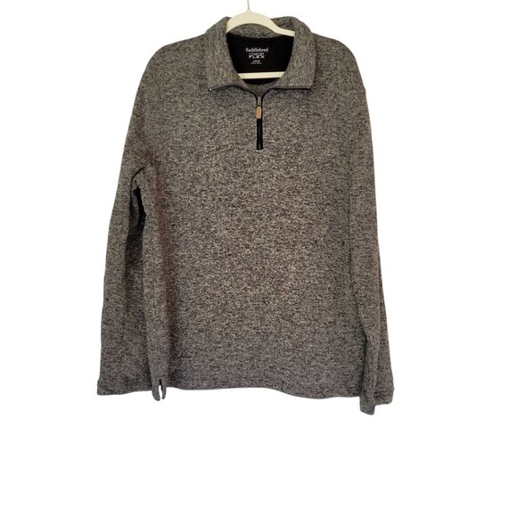 Saddlebred Comfort Flex Pullover 1/4 Zip Mens L Fleece Black Gray Heather - Picture 3 of 7